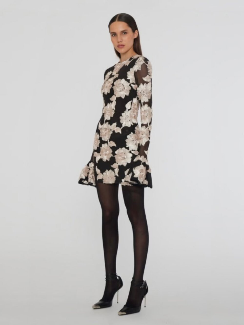 ROTATE Flower Mesh Mini Dress ROTATE